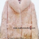 8165-LtPink Rex Rabbit Fur Jacket Fox Collar
