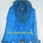 8148-White Sheared Rabbit Fur Jacket BlueFox Collar