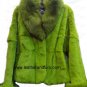 8148-White Sheared Rabbit Fur Jacket BlueFox Collar