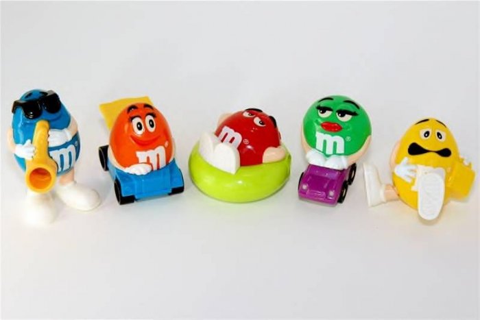 M&amp;M candy dispensers All Colors full set of 5 ALL NEW IN BAGS