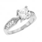 2382  92.5 Sterling Silver Engagement Ring w/ CZ's