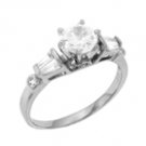 2383  Ladies 92.5 Sterling silver engagement ring w/ CZ's