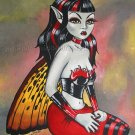 Brimstone Fairy Rockabilly Psychobilly Fairy Fae with Flame Corset Gothic Fantasy Art Print