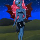 Barren Desiree Big Eyed Demon Fairy Girl in Desolate Desert Surreal Goth Fantasy Art Print
