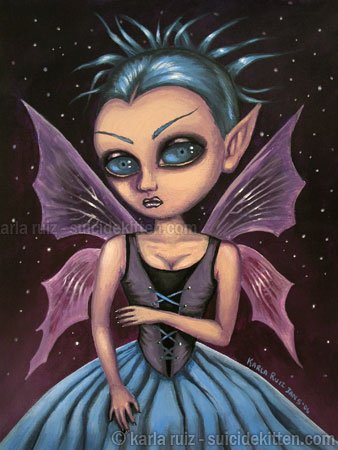 Twilight Fairy Dark Fantasy Midnight Pixie Fairy Girl with Corset Creepy Surreal Art Print