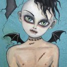 Gloomy Ghoul Kid Devin Gothic Goth Creepy Bat Wings Boy Stitches Horror Art Print