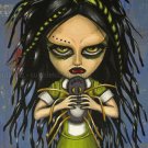 Gloomy Ghoul Spyder Gothic Green Dreads Cyber Boy Toy Rag Doll Spider Big Eyes Creepy Dark Art Print