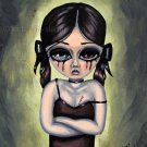 Linda Llorona Huge Big Eyes Baby Doll Creepy Emo Girl Pigtails Runny Makeup Goth Gothic Art Print