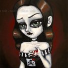 Morose Mary Big Eyes Emo Girl with Skull Patch Shirt Gore Horror Goth Gothic Art Print