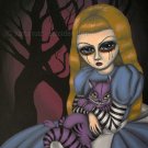 Portrait Alice and Cheshire Cat - Gothic Goth Fantasy Art Print