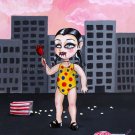 Kandy Apple Creepy Gore Horror Candy Girl Big Eyed Goth Polka Dot Surrealist Surrealism Art Print