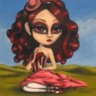 Ruby Sangrando Big Eyed Ballerina Girl Gothic Gore Pink Tutu Elegant Lolita Surrealism Art Print