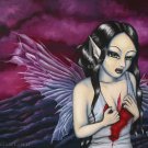 Aerial Scarlet Morbid Dark Fairy Girl Big Eyed Broken Wings Horror Blood Fantasy Art Print
