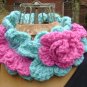 Custom color three tiered ruffled and flower handmade scarfflette