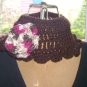 Handmade brown and multi color flower scarflette