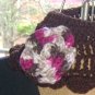 Handmade brown and multi color flower scarflette