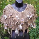 One of a kind recycled redesigned rustic sweater poncho