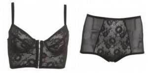 BLACK GRANDMA RETRO LINGERIE SET Size 34A and size 8