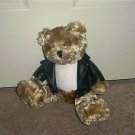 Galerie Brown Plush Bear Wearing Faux Leather Jacket 8"