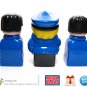 Mega Bloks (Blocks) Figure Lot - Sea Captain and Two Black Haired Blue Clothed Men - Megabloks