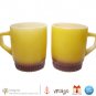 Lot of 2 Vintage Anchor Hocking Fire-King (Fire King) Yellow & Brown Pear Colored Stacking Mugs