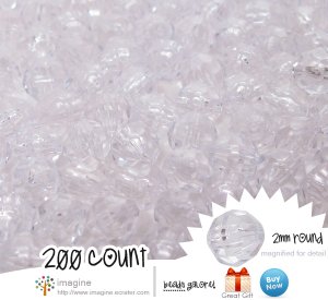 200 Gorgeous Clear Colored Acrylic / Plastic Faceted Beads 2mm Round Facet Style Loose Bead Lot