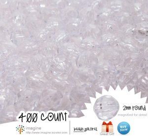 400 Gorgeous Clear Colored Acrylic / Plastic Faceted Beads 2mm Round Facet Style Loose Bead Lot