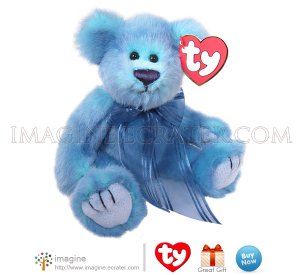 Retired TY Attic Treasures Collection AZURE Blue Teddy Bear 8" Plush Stuffed Animal NWT Christmas