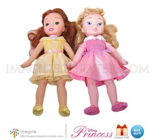 SUPER RARE Disney Princess Doll Lot BELLE & AURORA Sleeping Beauty PLUSH Princesses 12" Dolls