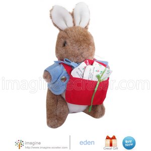 Rare Beatrix Potter 9" Peter Rabbit Cottontail Holiday Mail Plush Christmas Stuffed Animal by Eden