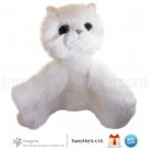 Big Fluffy White Russ Berrie Cat HANS Cuddly Plush Kitten 14" Tall Stuffed Animal Large Eyes RARE