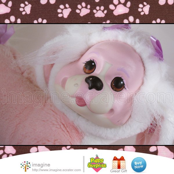 Vintage Hasbro Puppy Surprise Plush Pink & White Mom Mommy Dog & Baby ...