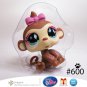 Littlest Pet Shop LPS Fanciest Baby Monkey Girl Chimp with Pink Bow & Fancy Swirls # 600