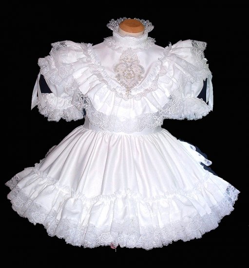 White Bridal Satin Ruffled Dress