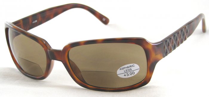 933RLST-300 SUN READERS TINTED READING GLASSES LEOPARD SPOTTED TORTOISE PLASTIC FRAME +3.00 BIFOCAL