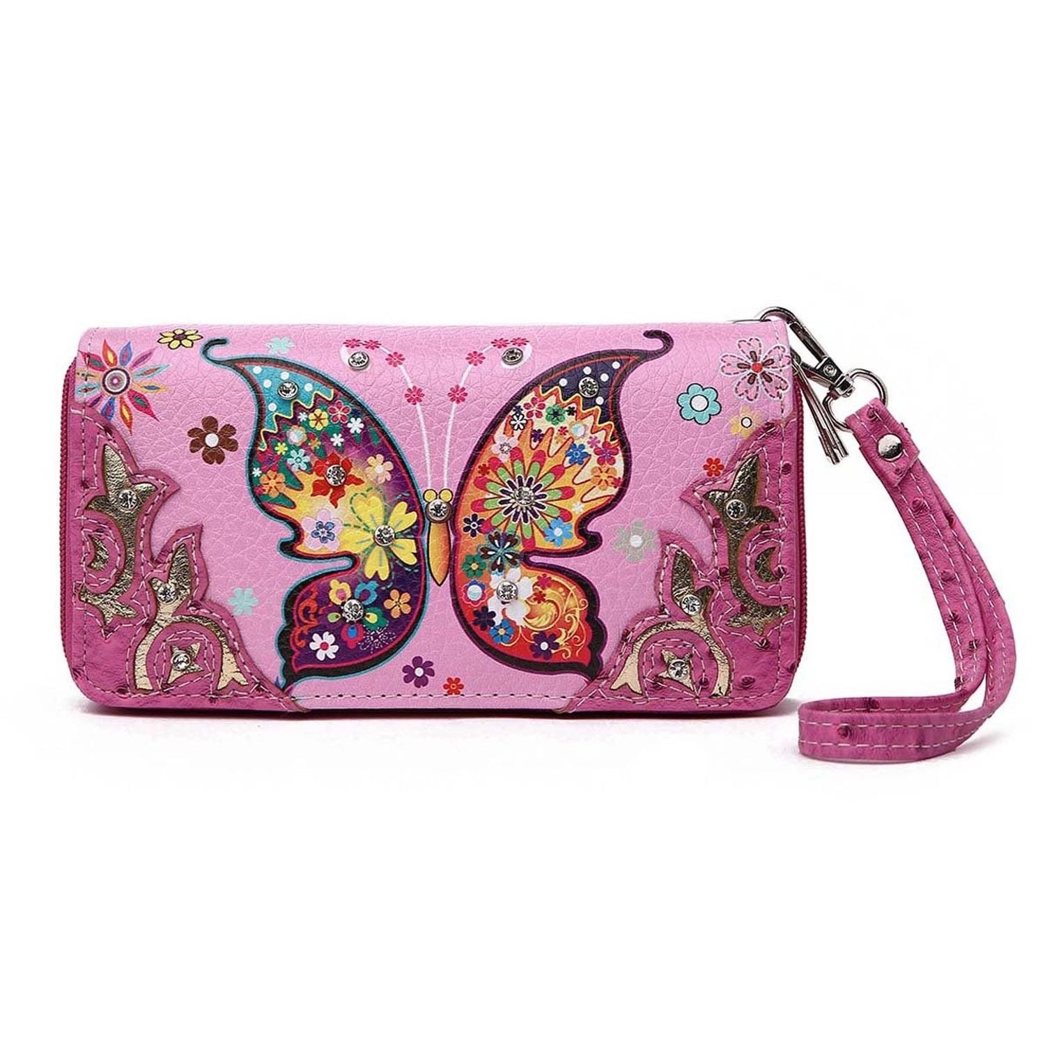 Western Rhinestone Butterfly Shoulder Bag - Purple Cowgirl Purse With Concealed Carry Pocket - View #3