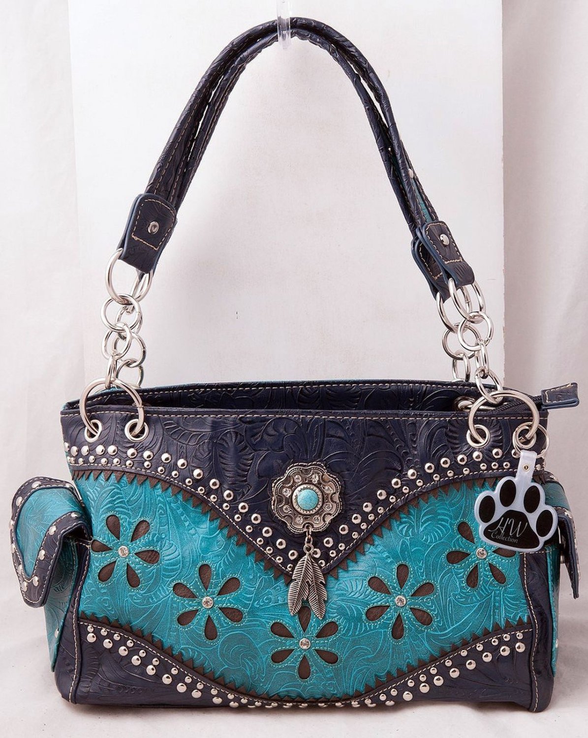 Western Hanging Feather Tassels Concealed Carry Purse Handbag Wallet