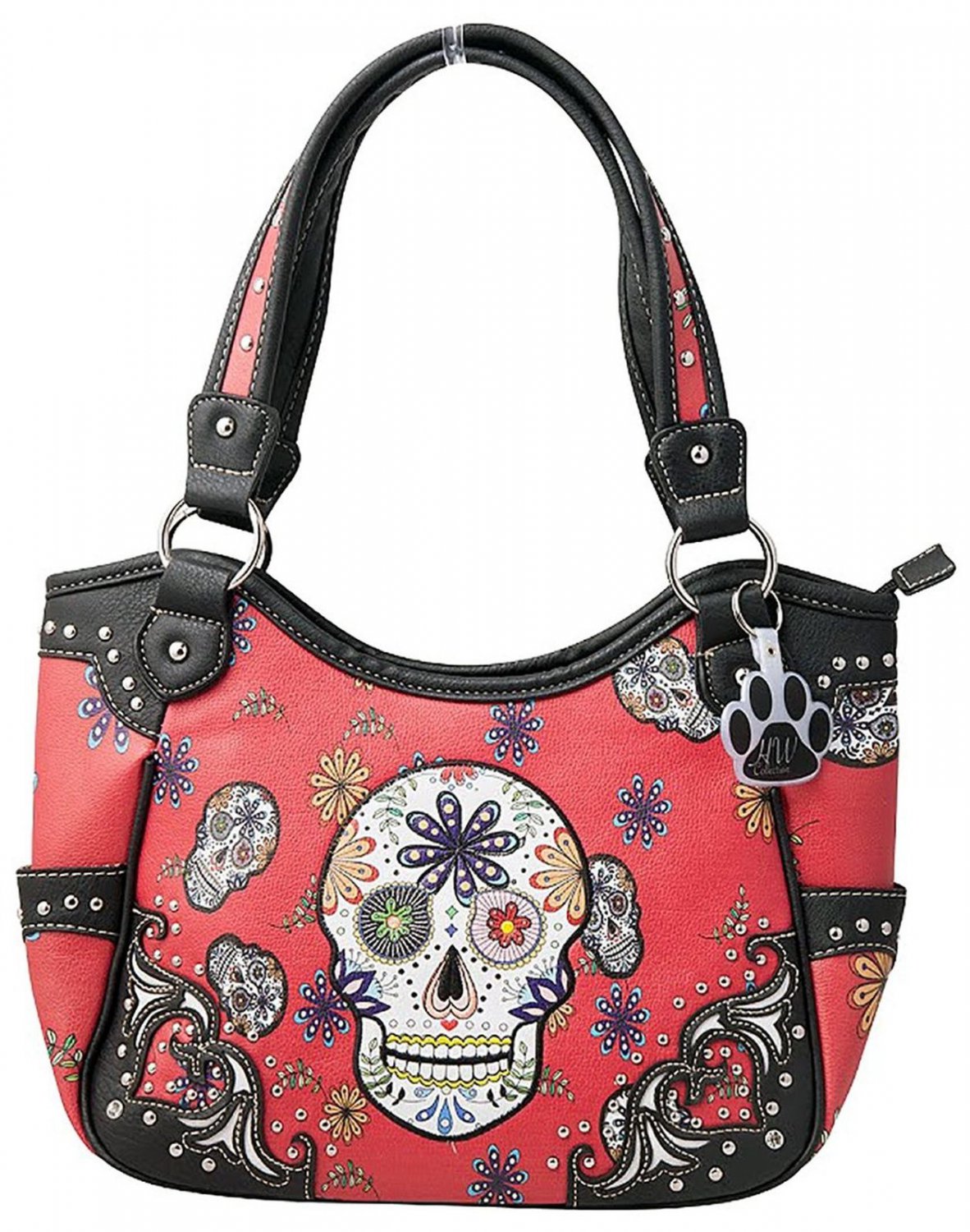 Western Sugar Skull Flowers Concealed Carry Shoulder Purse Handbag ...