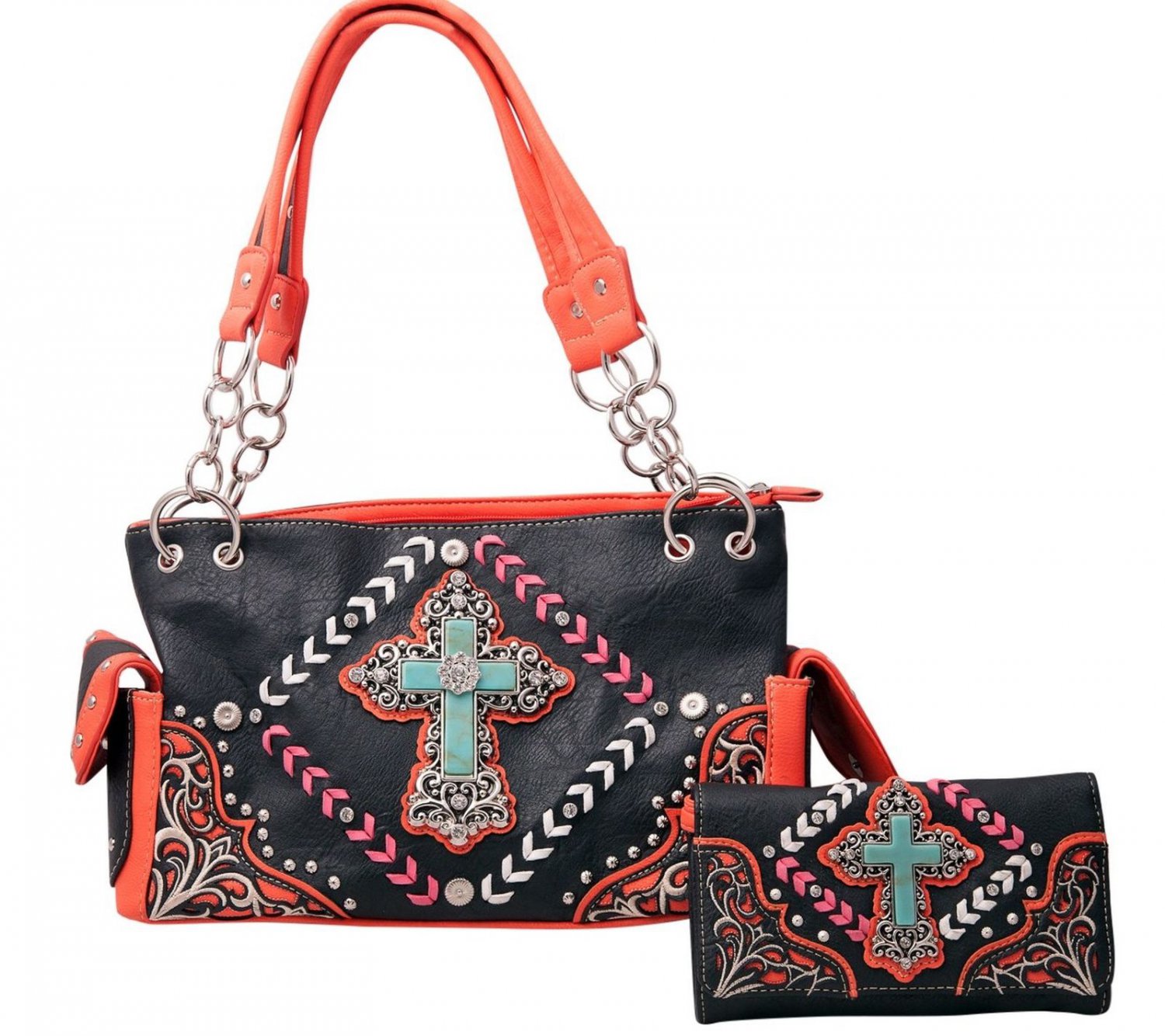 Western Turquoise Cross Bohemian Arrow Carry Concealed Handbag Purse ...