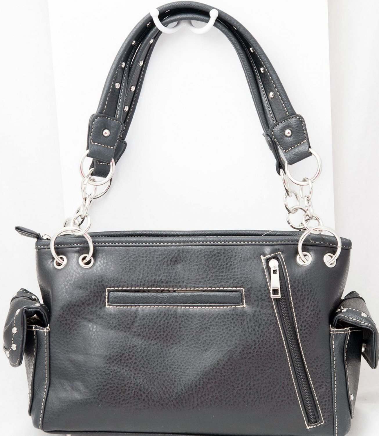 Western Large Rhinestone Cross Purse Carry Concealed Handbag Women Bag (Black)