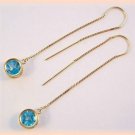 Gemstone threaders.  Paraiba-teal 6mm TOPAZ THREADER EARRINGS