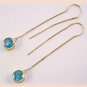 Gemstone threaders.  Paraiba-teal 6mm TOPAZ THREADER EARRINGS