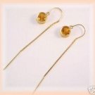 Genuine mandarin citrine gemstone 14k threader earrings