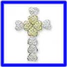 2-tone 18k gold and 1.31ct diamond CROSS PENDANT