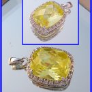 Huge 14x10 cushion checkerboard cut yellow cz sterling pendant