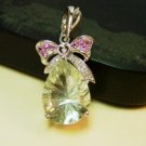 Huge Prasiolite Green Amethyst pink topaz pendant