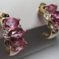 Faux pink sapphire / diamond earrings.  Heiress style.  Believable