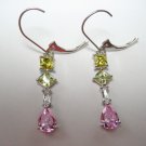 Springtime colors!  Pink yellow golden white 1.5" dangle heiress earrings