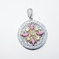 Springtime sparkling pink yellow white czs medallion pendant