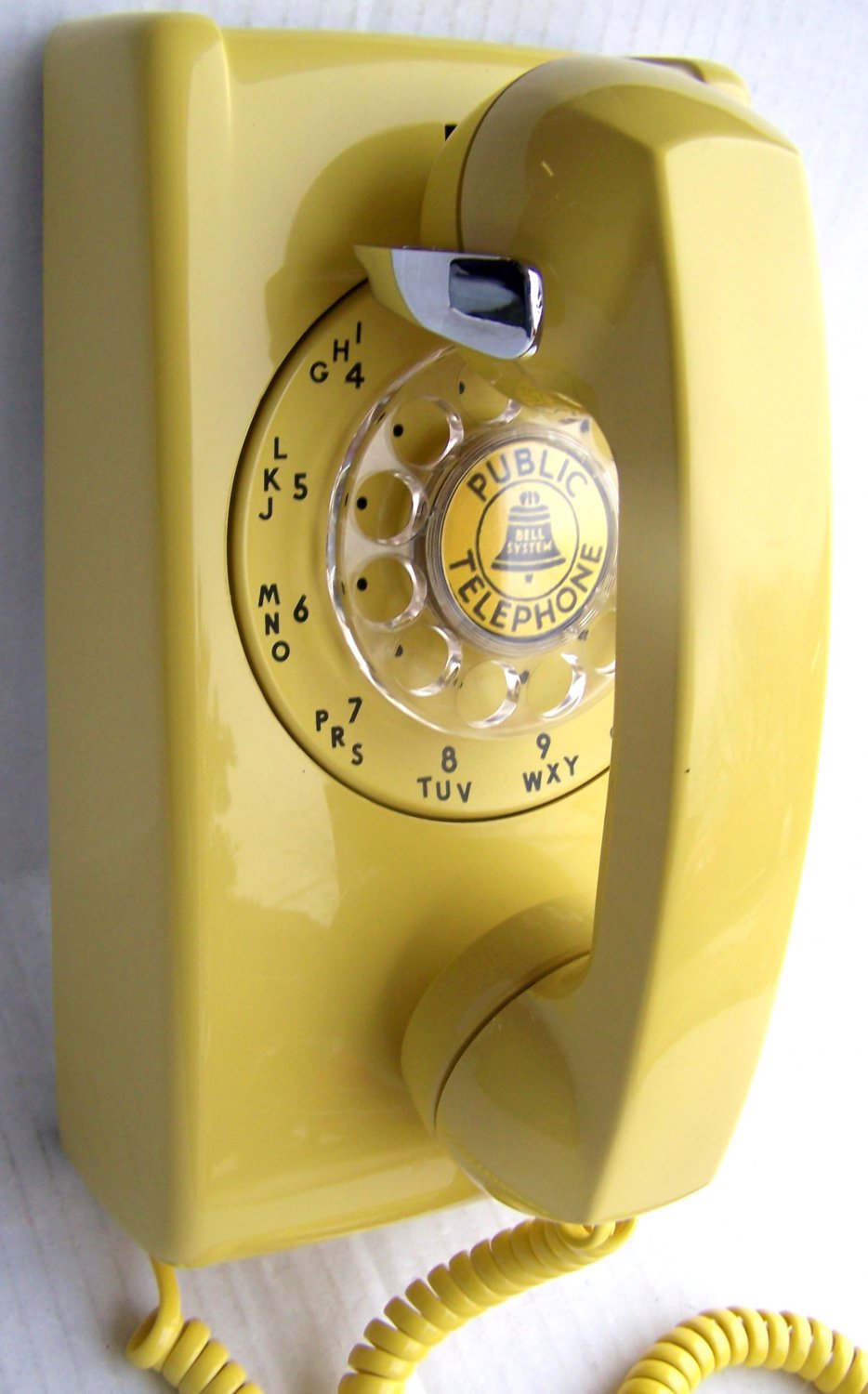 Western Electric 554 Yellow Rotary Dial Wall Phone Reconditioned ...